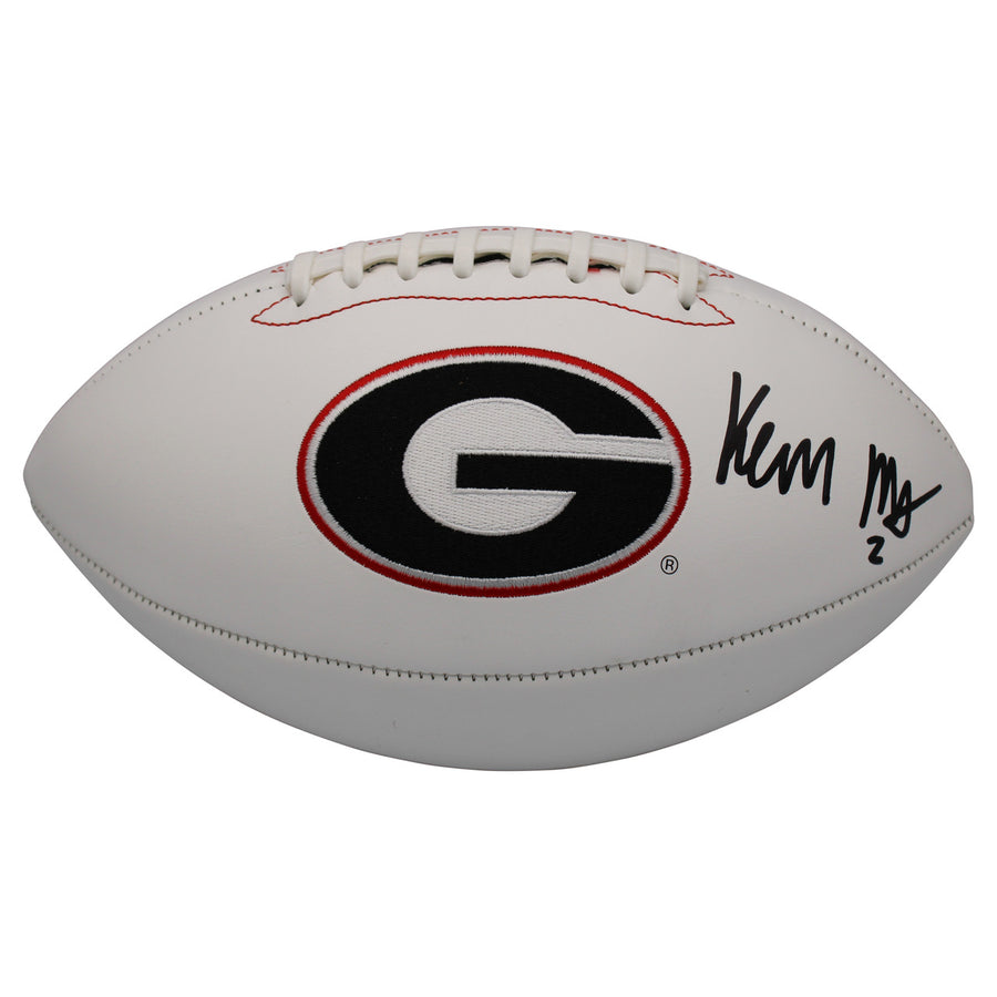 Kendall Milton Autographed Georgia Bulldogs White Panel Football - Beckett