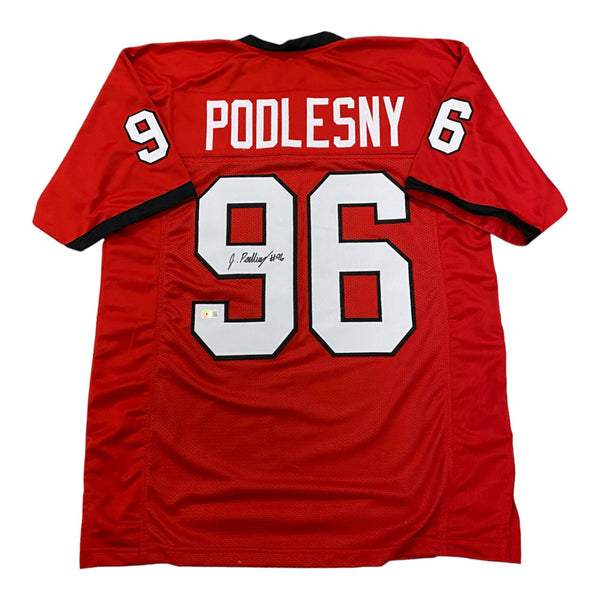Jack Podlesny Autographed Georgia Bulldogs Custom Red #96 Jersey  - Beckett Authentic