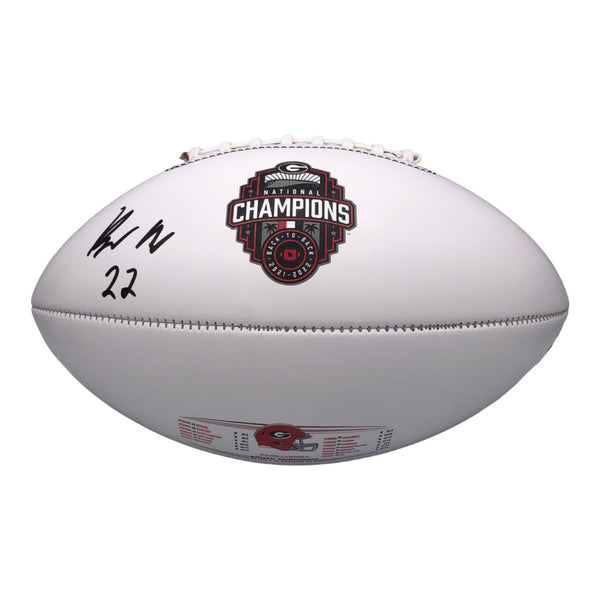 Branson Robinson Autographed Georgia Bulldogs Back-To-Back Champions Logo White Panel Football  - Beckett Authentic