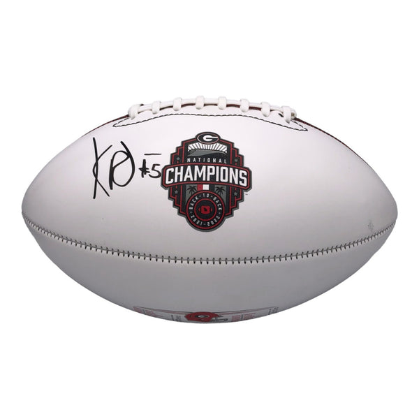 Kelee Ringo Autographed Georgia Bulldogs Back-To-Back Champions Logo White Panel Football  - Beckett Authentic