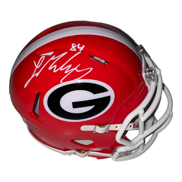 Ladd McConkey Autographed Georgia Bulldogs Riddell Red Replica Mini Helmet