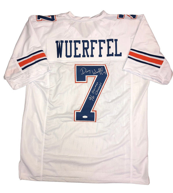 Danny Wuerffel Signed UF Gators Custom White Jersey w/96 Heisman/Champs Insc-Beckett