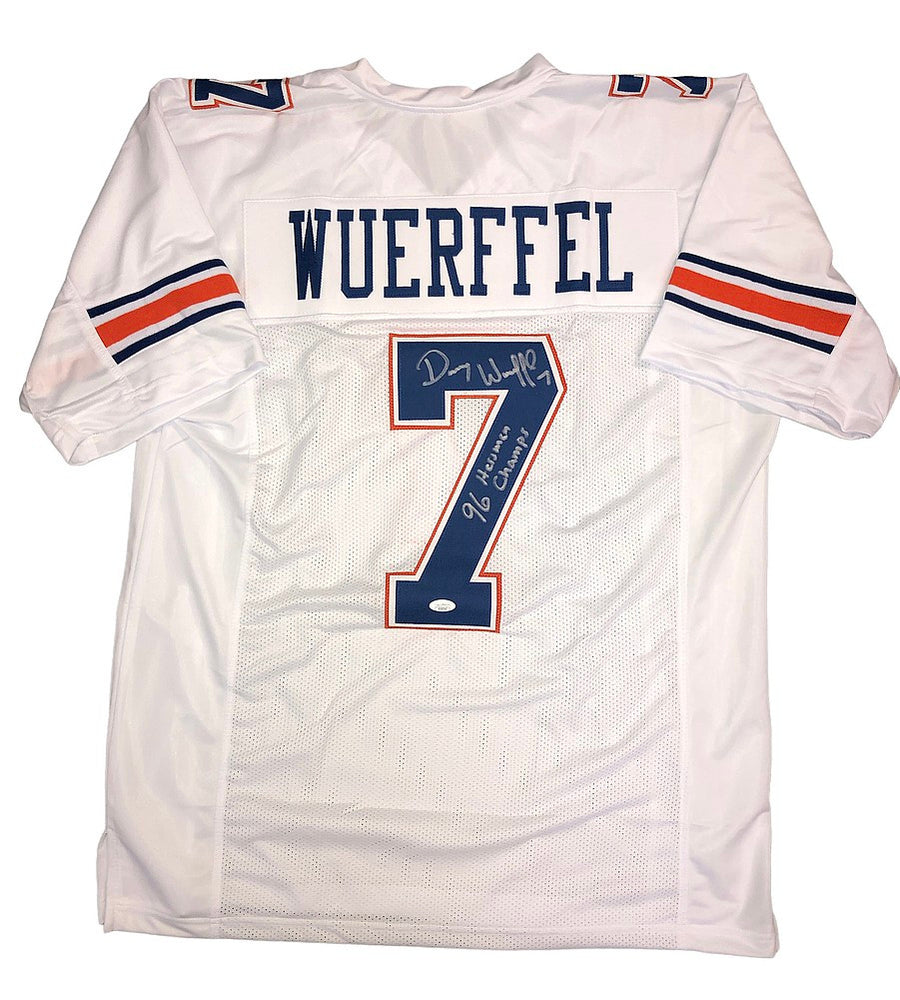 Danny Wuerffel Signed UF Gators Custom White Jersey w/96 Heisman/Champs Insc-Beckett