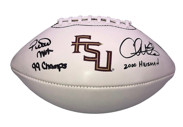 Chris Weinke & Peter Warrick Signed Nike White Panel FSU Logo Football - Beckett