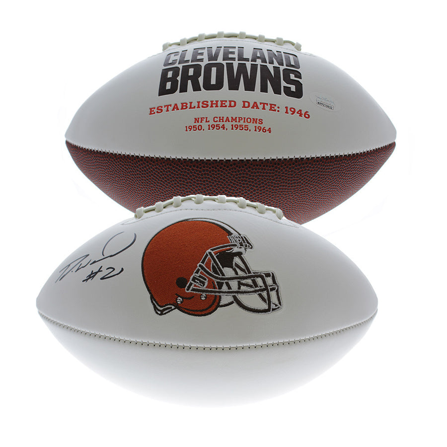 Denzel Ward Cleveland Browns Autographed Signed White Panel Football - PSA/DNA Authentic