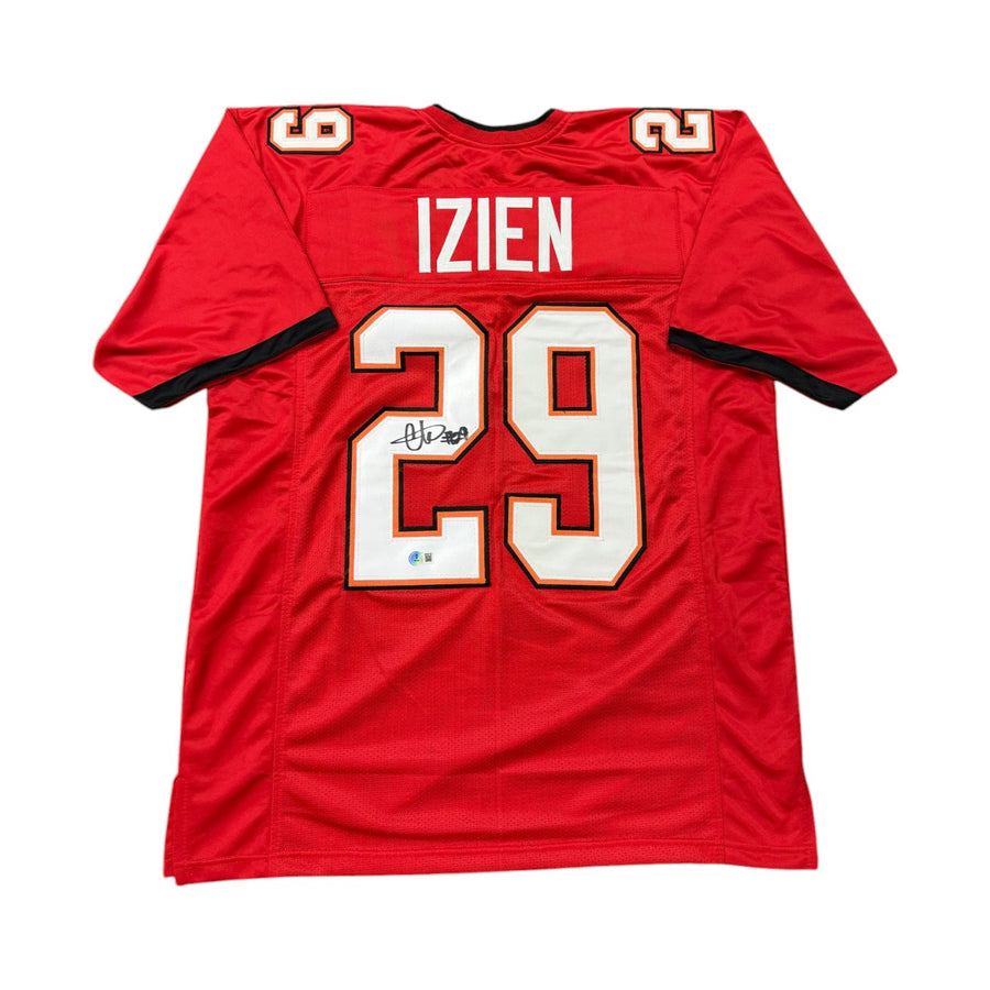 Christian Izien Autographed Tampa Bay Buccaneers Red Custom Jersey- Beckett