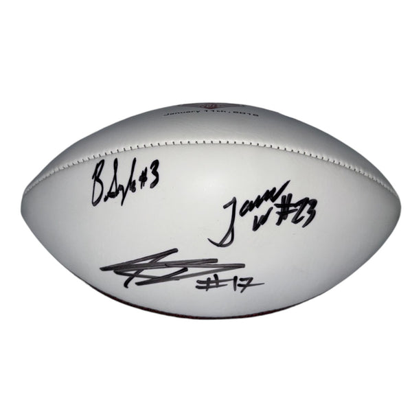 Kenyan Drake, Bradley Sylve & Jabriel Washington Autographed Alabama Crimson White Panel Football - Beckett