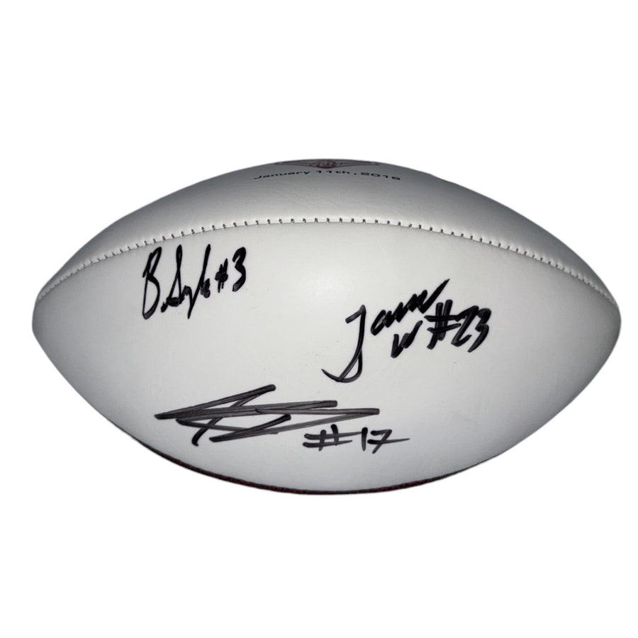 Kenyan Drake, Bradley Sylve & Jabriel Washington Autographed Alabama Crimson White Panel Football - Beckett