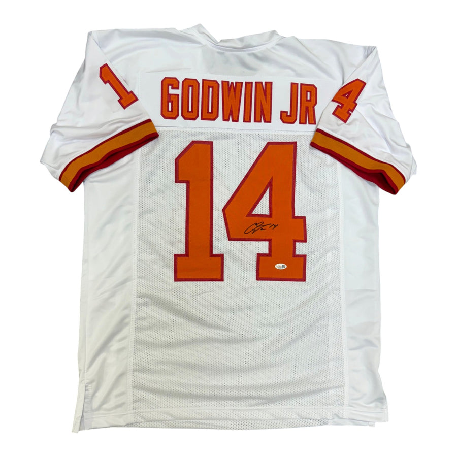 Chris Godwin Autographed Tampa Bay Buccaneers White Throwback Custom Jersey- JSA