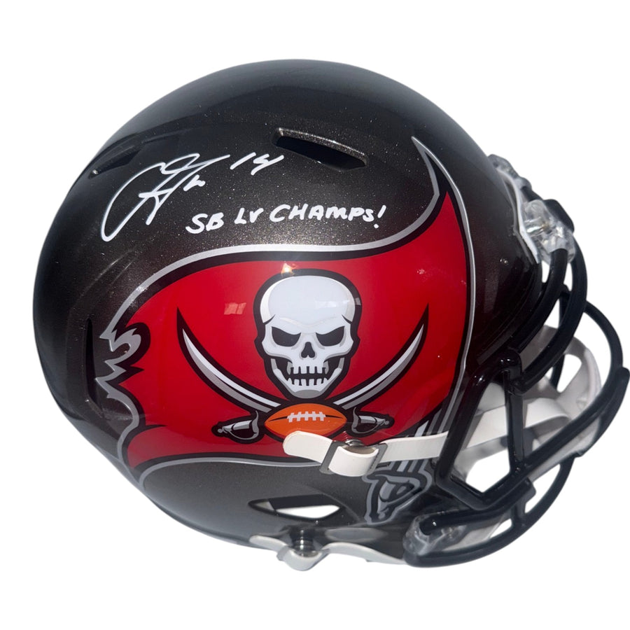 Chris Godwin Autographed Tampa Bay Buccaneers Riddell Full Size Speed Replica Helmet with "SB LV Champs!" Inscription- JSA Authentic