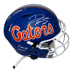 DJ Lagway Autographed Florida Gators Riddell Blue Script Speedflex Helmet with "Go Gators!" and "Chomp Chomp!" Inscriptions-Beckett