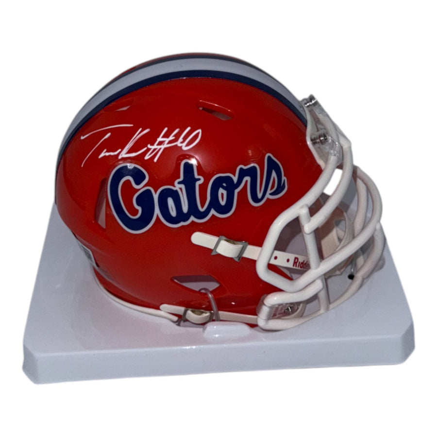 Tank Hawkins Autographed Florida Gators Orange Speed Mini Helmet- Beckett