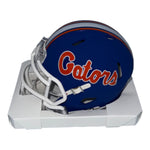 DeBraun Hampton Autographed Florida Gators Blue Script Mini Helmet- Beckett