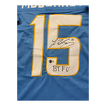 Ladd McConkey Autographed Los Angeles Chargers Powder Blue Custom Jersey with "BTFU" Inscription- Beckett