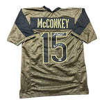 Ladd McConkey Autographed Los Angeles Chargers Salute to Service Custom Jersey with "BTFU" Inscription- Beckett