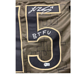 Ladd McConkey Autographed Los Angeles Chargers Salute to Service Custom Jersey with "BTFU" Inscription- Beckett