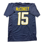 Ladd McConkey Autographed Los Angeles Chargers Navy Custom Jersey with "BTFU" Inscription- Beckett