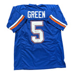 Jacquez Green Autographed Florida Gators Blue Custom Jersey- Beckett QR