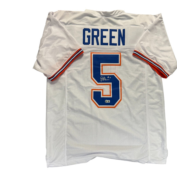 Jacquez Green Autographed Florida Gators White Custom Jersey- Beckett QR