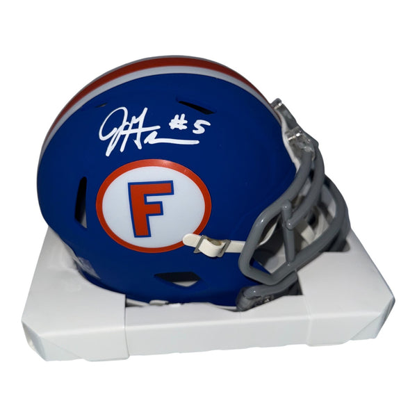 Jacquez Green Autopgraphed Florida Gators Riddell Blue Throwback Mini Helmet- Beckett QR