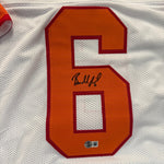 Baker Mayfield Autographed Tampa Bay Buccaneers White Throwback Custom Jersey- Beckett