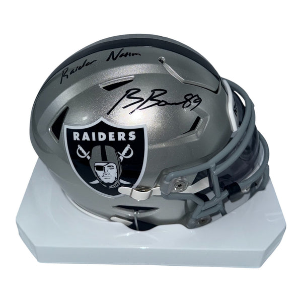 Brock Bowers Autographed Las Vegas Raiders Riddell Speedflex Midi Helmet with "Raider Nation" Inscription- Beckett