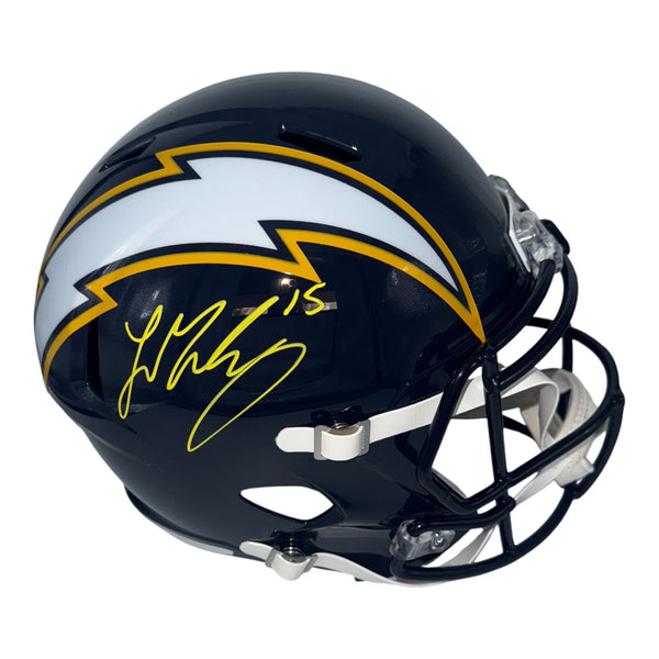 Ladd McConkey Autographed Los Angeles Chargers Riddell Full Size Navy Alternate Replica Helmet- Beckett QR