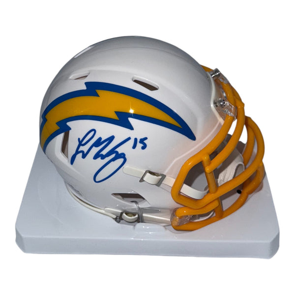Ladd McConkey Autographed Los Angeles Chargers Riddell White Mini Helmet - Beckett