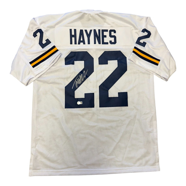 Justice Haynes Autographed Michigan Wolverines White Custom Jersey- Beckett