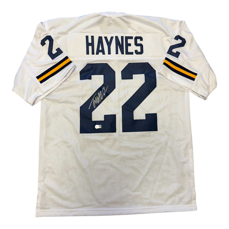Justice Haynes Autographed Michigan Wolverines White Custom Jersey- Beckett