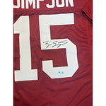 Ty Simpson Autographed Alabama Crimson Tide Crimson Custom Jersey- Beckett