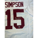 Ty Simpson Autographed Alabama Crimson Tide White Custom Jersey- Beckett