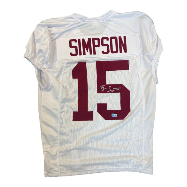 Ty Simpson Autographed Alabama Crimson Tide White Game Cut Custom Jersey- Beckett