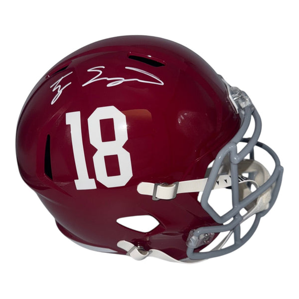 Ty Simpson Autographed Alabama Crimson Tide Riddell Full Size Speed Replica Helmet- Beckett