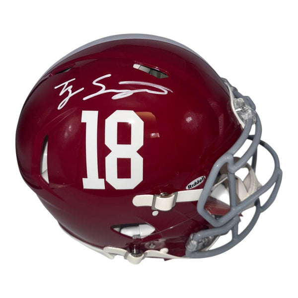 Ty Simpson Autographed Alabama Crimson Tide Riddell Full Size Speed Authentic Helmet- Beckett