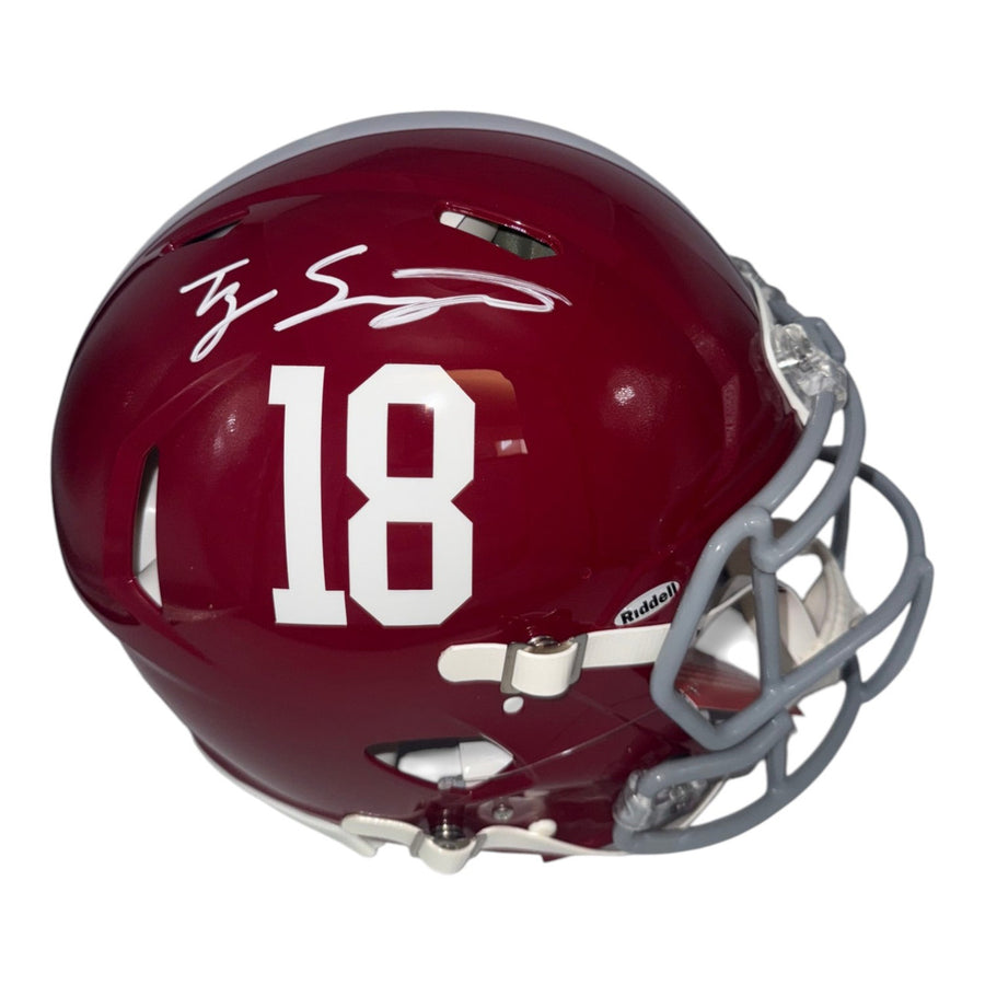 Ty Simpson Autographed Alabama Crimson Tide Riddell Full Size Speed Authentic Helmet- Beckett