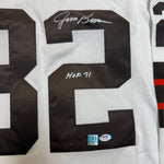 Jim Brown Autographed Cleveland Browns Mitchell and Ness Long Sleeve White Jersey with "HOF 71"- PSA