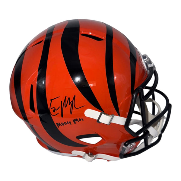 Evan McPherson Autographed Cincinnati Bengals Riddell Full Size Speed Replica Helmet with "Money Mac" Inscription- Fanatics