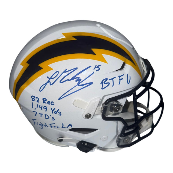 Ladd McConkey Los Angeles Chargers Speedflex Navy Bolt Helmet w/4 Inscriptions (BTFU, 82 Rec..) - Beckett