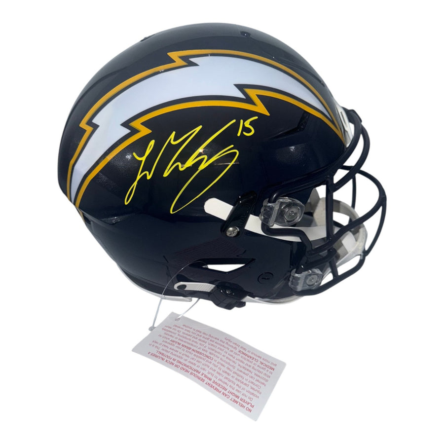 Ladd McConkey Autographed Los Angeles Chargers Riddell Full Size Navy Speedflex Helmet- Beckett