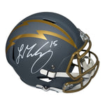 Ladd McConkey Autographed Los Angeles Chargers Riddell Slate Full Size Replica Helmet- Beckett