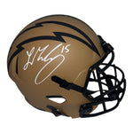 Ladd McConkey Autographed Los Angeles Chargers Riddell Brown Salute to Service Full Size Replica Helmet- Beckett