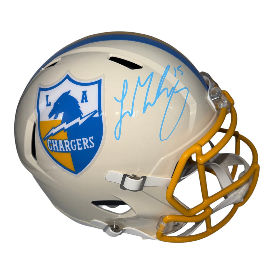 Ladd McConkey Autographed Los Angeles Chargers Riddell Retro Full Size Replica Helmet- Beckett