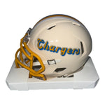 Ladd McConkey Autographed Los Angeles Chargers Riddell Retro Mini Helmet- Beckett
