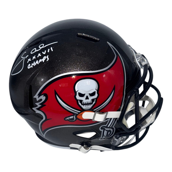 Jon Gruden Autographed Riddell Pewter Full Size Speed Replica Helmet w/XXXVII Champs Ins -Beckett