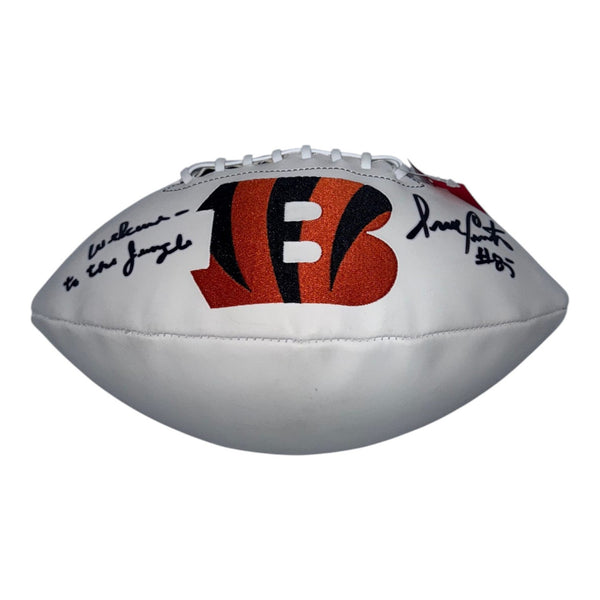 Isaac Curtis Autographed Cincinnati Bengals White Panel Football with "Welcome to the Jungle" Inscription- Beckett