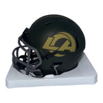 Jack Youngblood Autographed Los Angeles Rams Riddell Green Salute to Service Mini Helmet with "HOF 01" Inscription- JSA Authentic