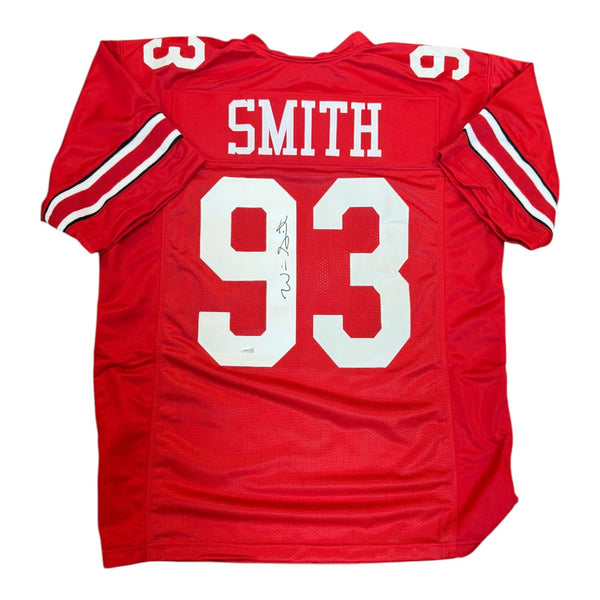 Will Smith Autographed Ohio State Buckeyes Red Custom Jersey- JSA Authentic