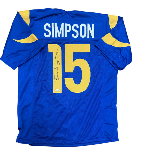 Ty Simpson Autographed Los Angeles Rams Blue Custom Jersey- JSA