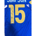 Ty Simpson Autographed Los Angeles Rams Blue Custom Jersey- JSA